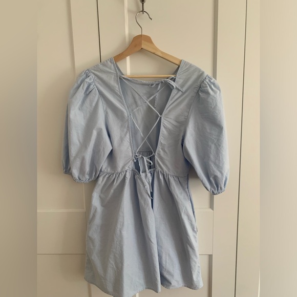 Light blue denim cotton Sunday Best mini dress - Picture 2 of 3